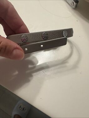 Tory Burch Gray Leather Logo-Stud Money Clip